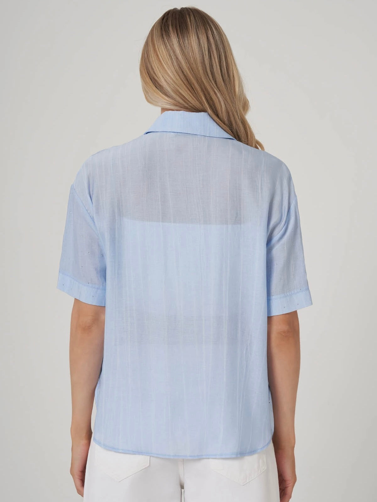 Taş Detaylı Düğmeli Oversize Gömlek