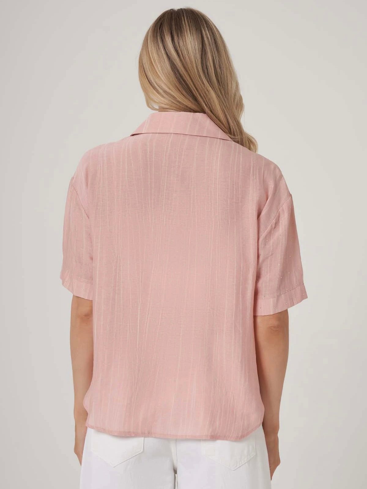 Taş Detaylı Düğmeli Oversize Gömlek