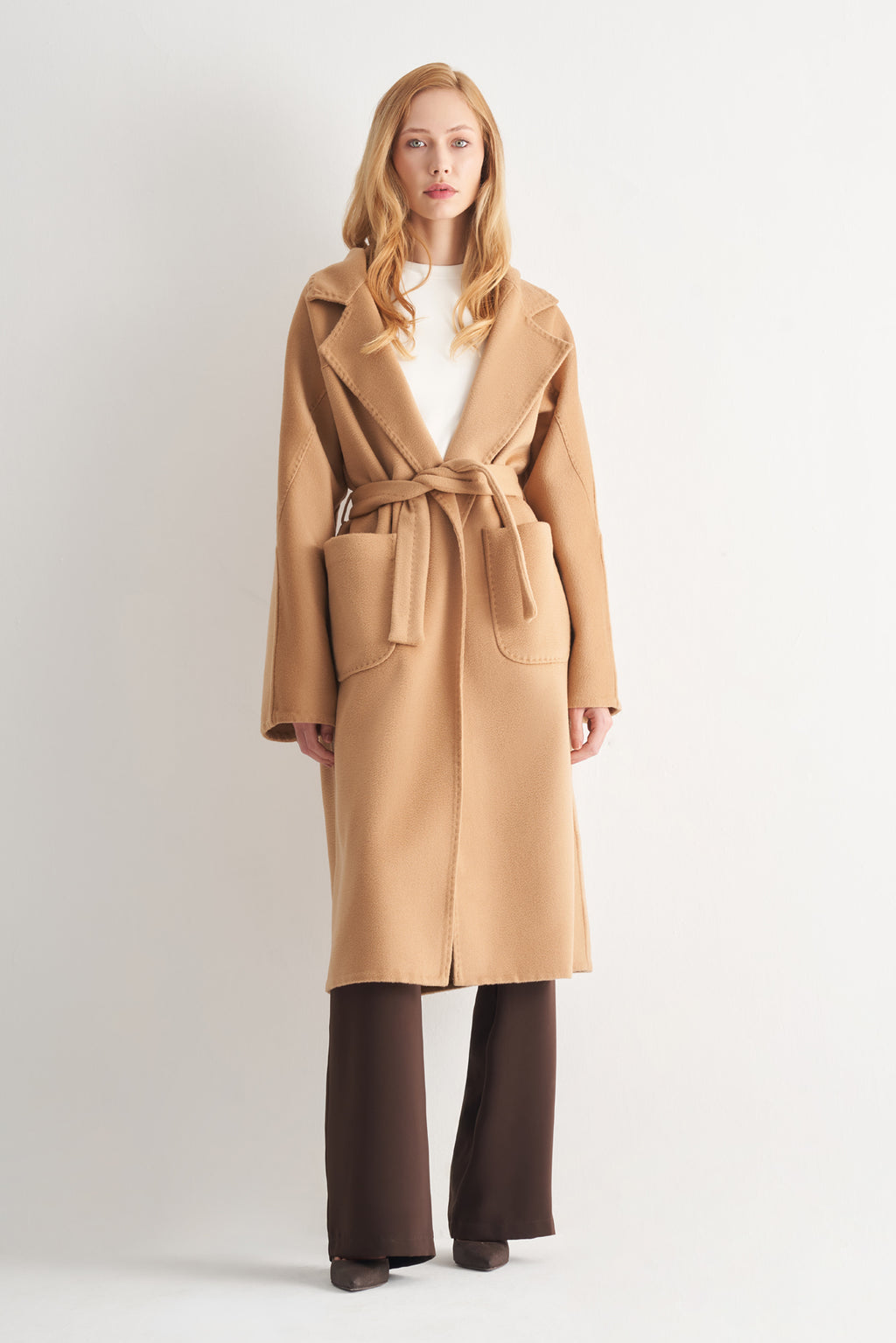 Utopian Oversize Kuşaklı Yün Kaban