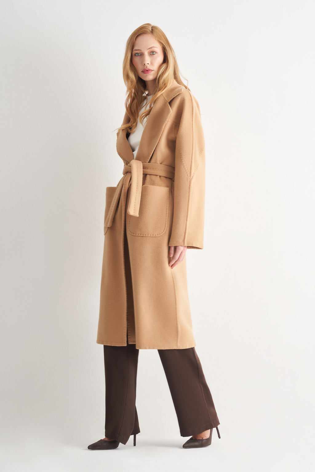 Utopian Oversize Kuşaklı Yün Kaban