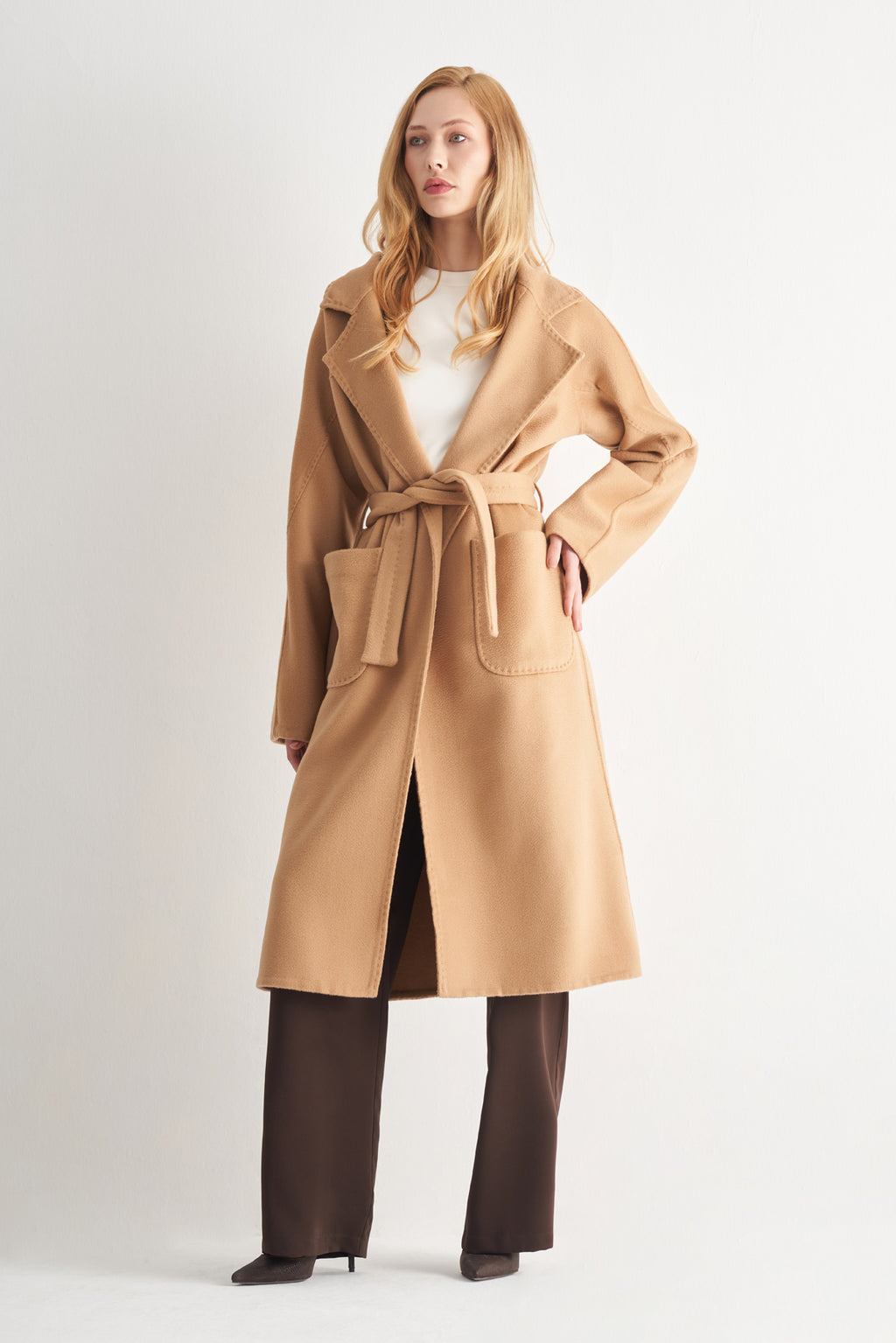 Utopian Oversize Kuşaklı Yün Kaban