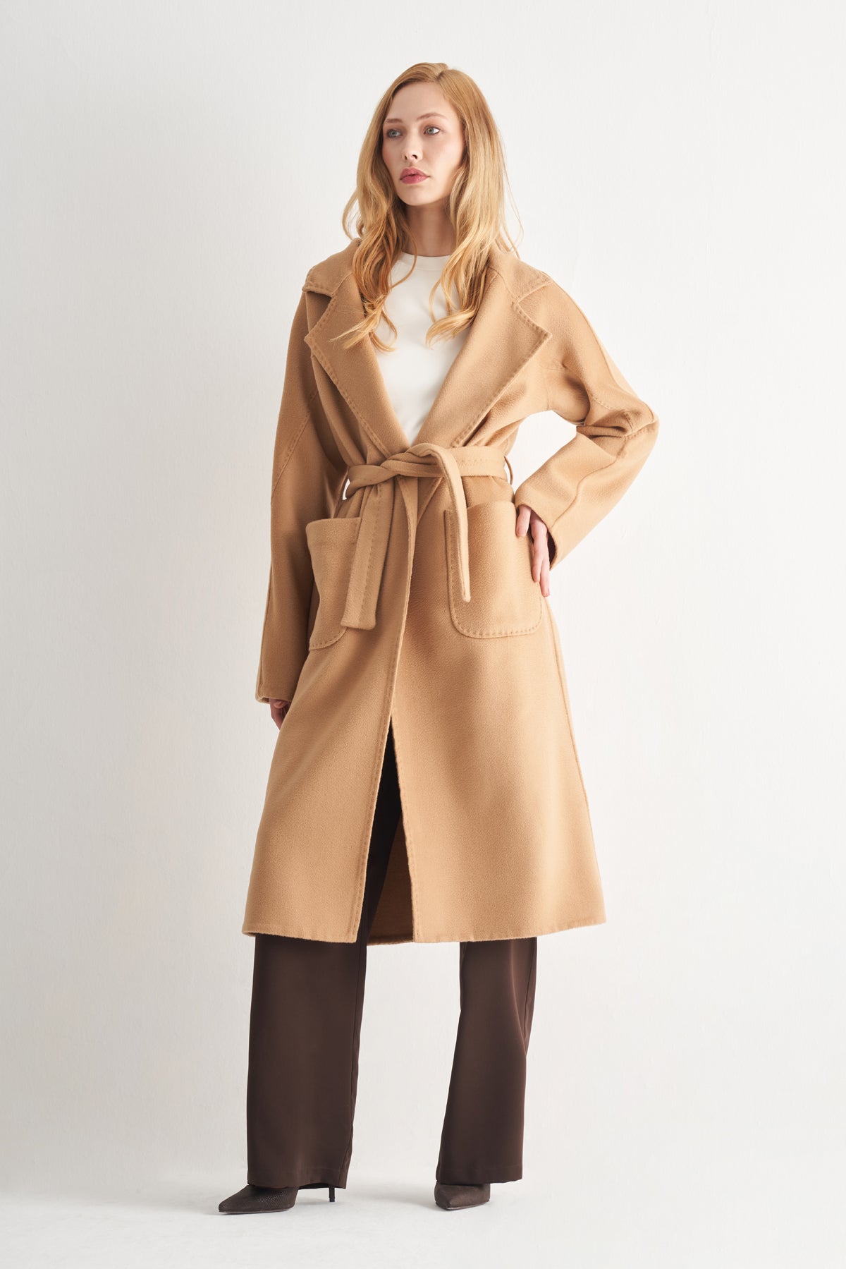 Utopian Oversize Kuşaklı Yün Kaban