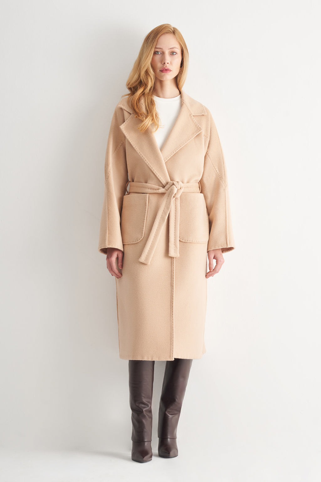 Utopian Oversize Kuşaklı Yün Kaban