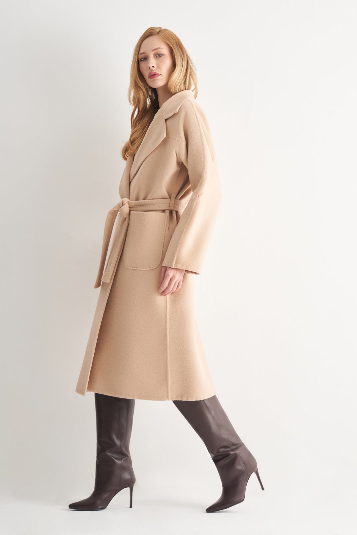 Utopian Oversize Kuşaklı Yün Kaban