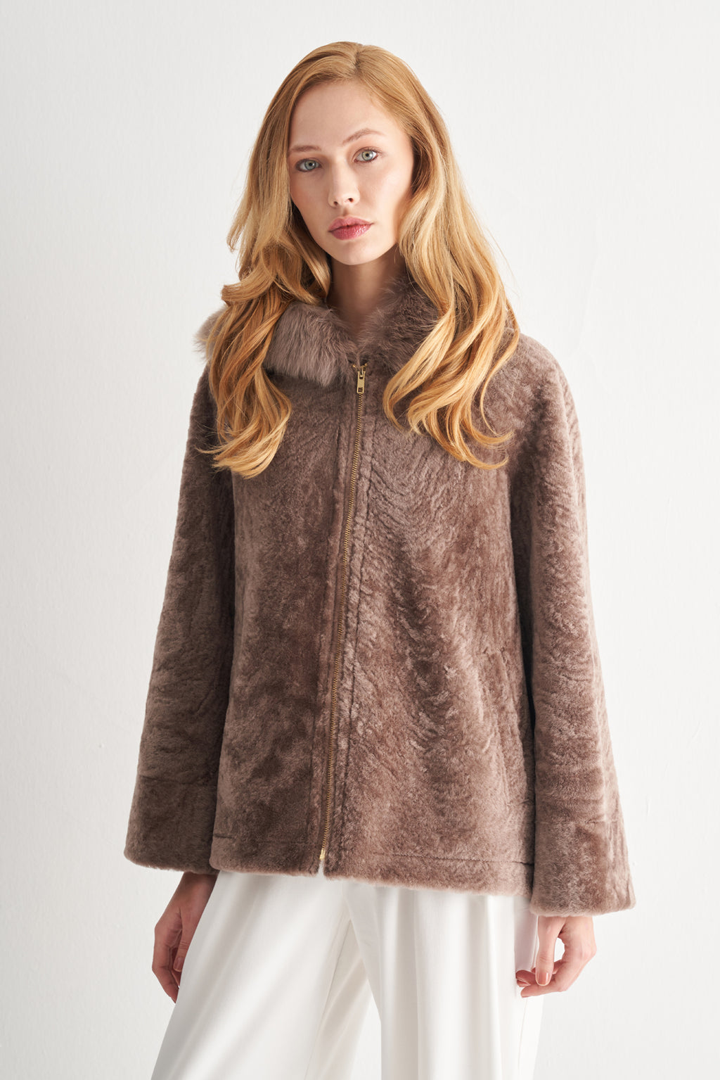 Utopian Toscana Deri ve Kürk Detaylı Kapüşonlu Kaban