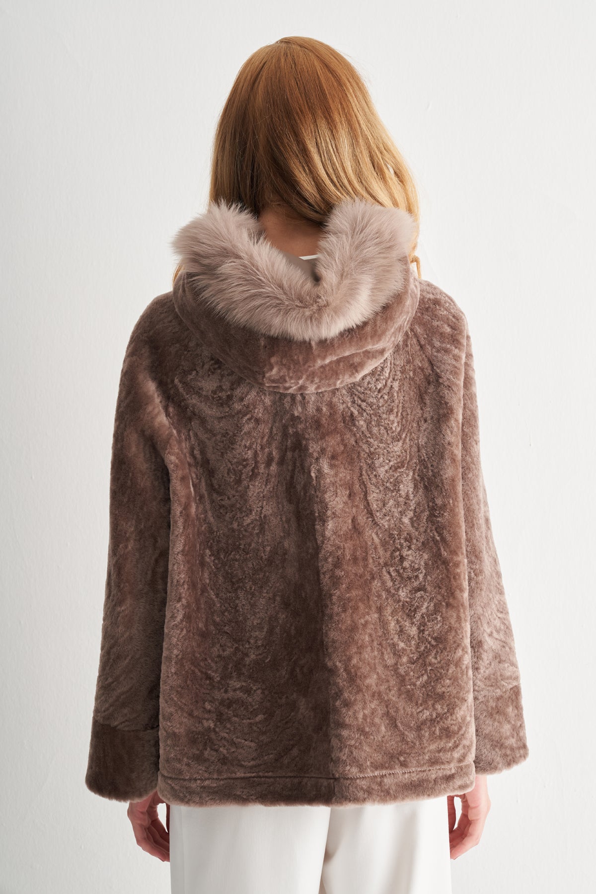 Utopian Toscana Deri ve Kürk Detaylı Kapüşonlu Kaban