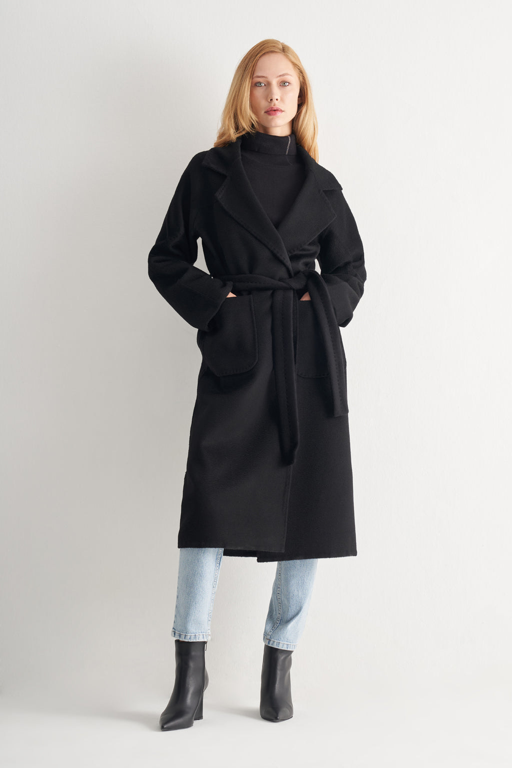 Utopian Oversize Kuşaklı Yün Kaban