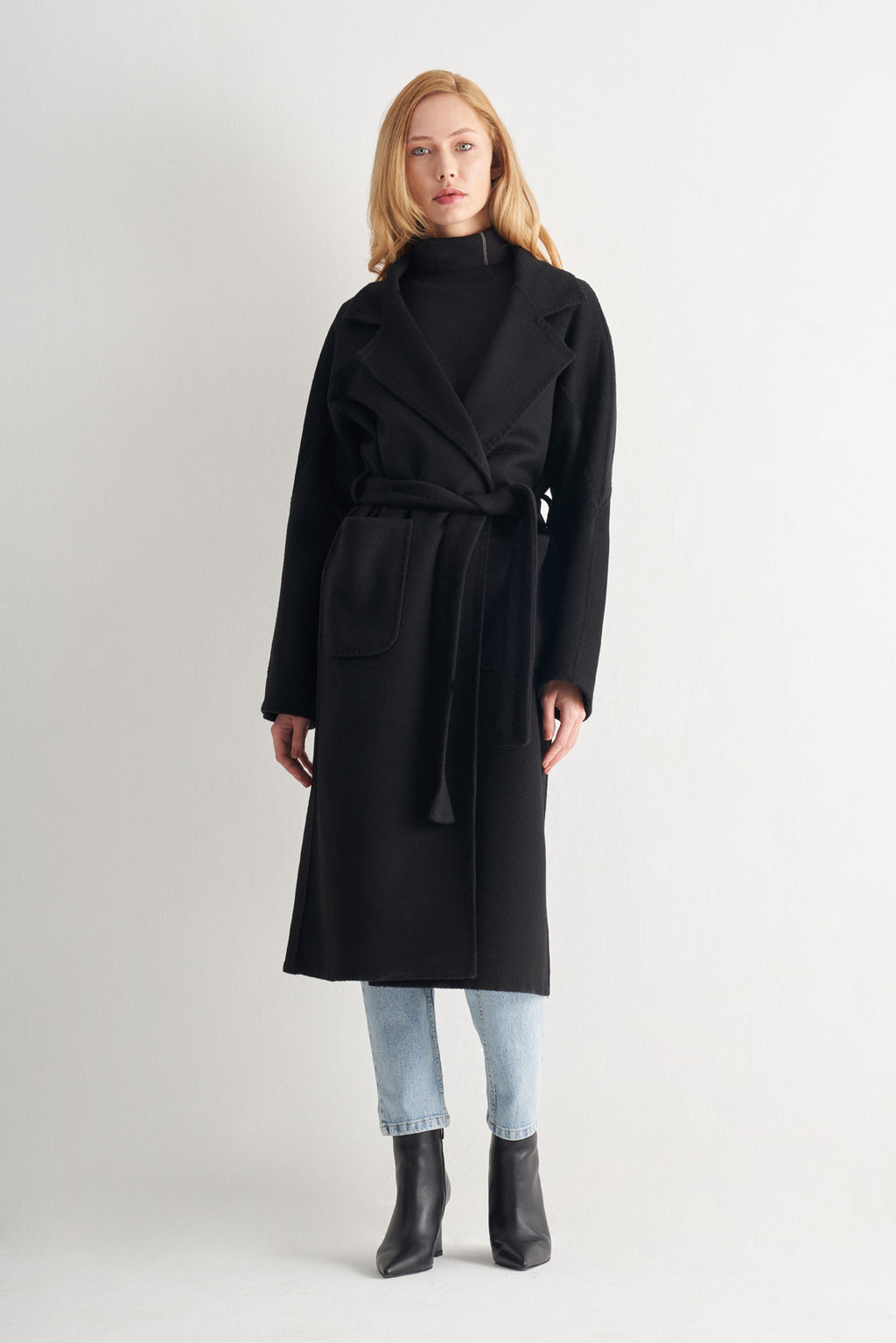 Utopian Oversize Kuşaklı Yün Kaban