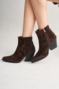 Utopian Kahve Süet Deri Western Bootie