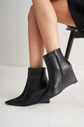 Utopian %100 Deri Siyah Wedge Bootie