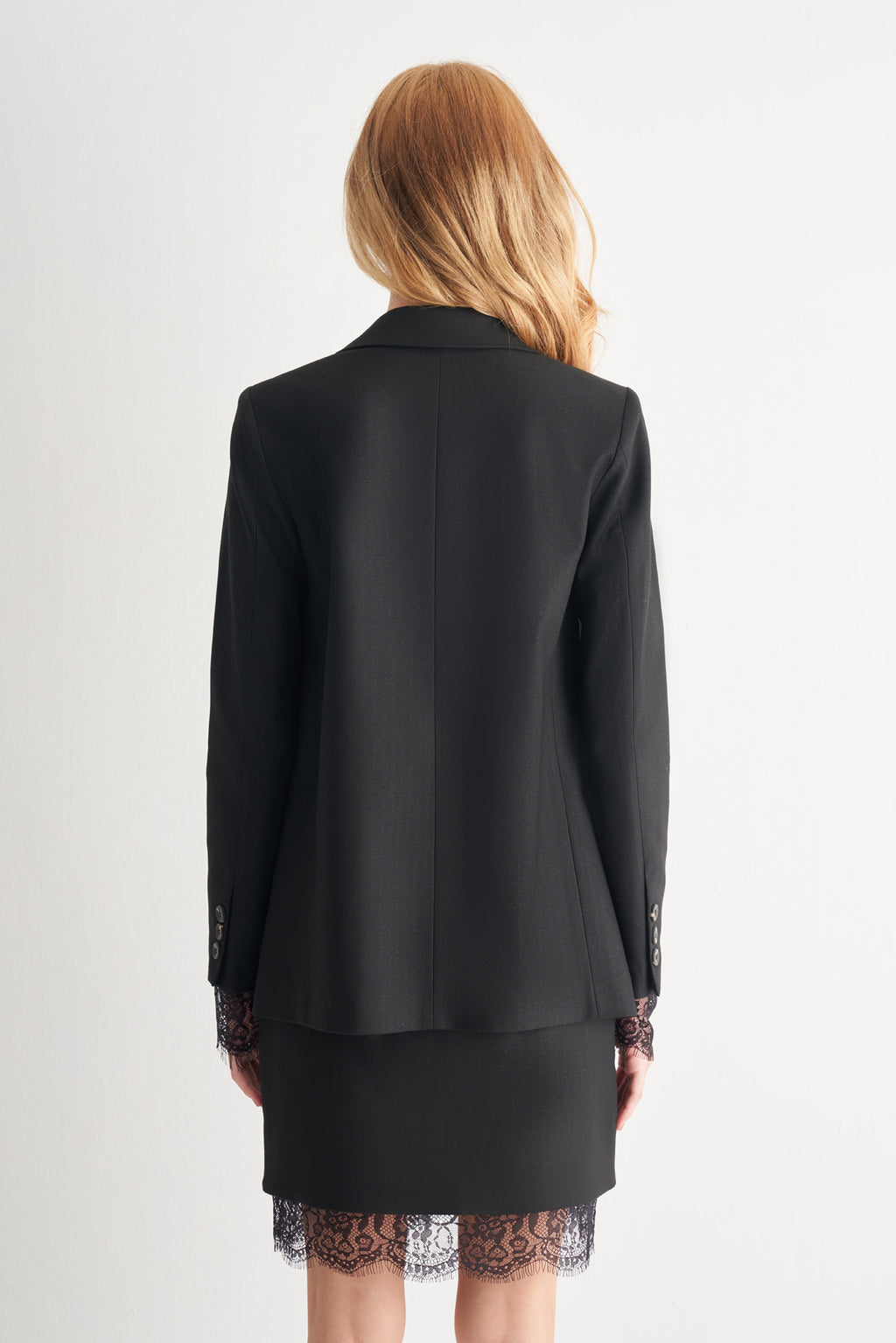 Utopian Dokulu Siyah Blazer Ceket