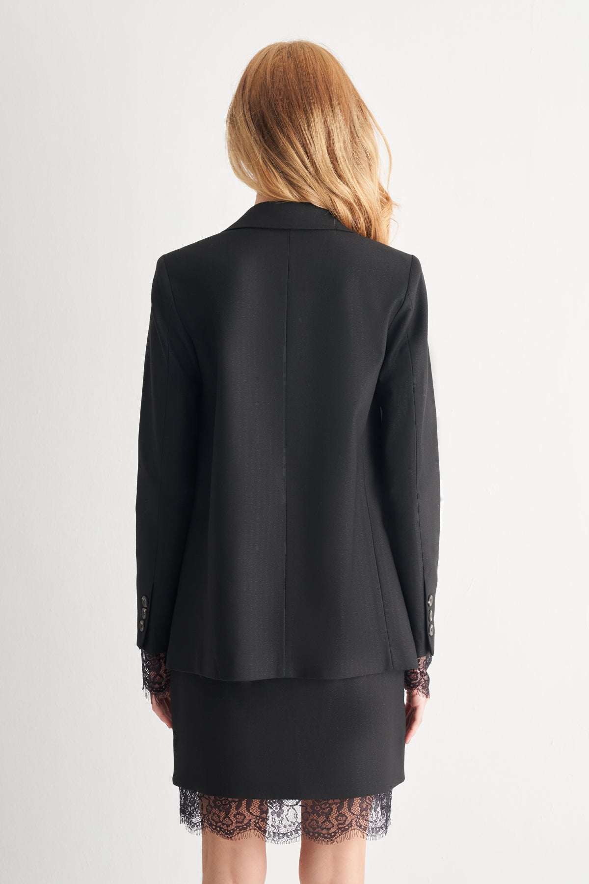 Utopian Dokulu Siyah Blazer Ceket