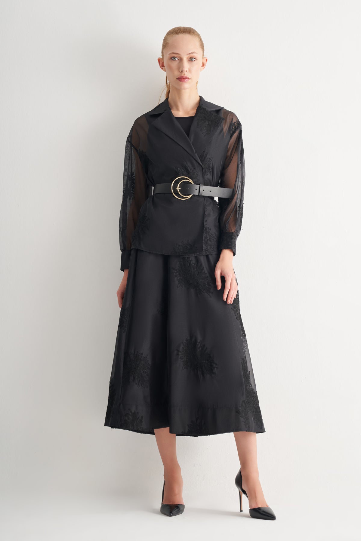 Utopian Transparan Desenli Midi Etek