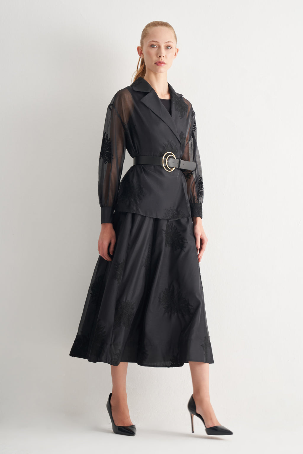 Utopian Transparan Desenli Midi Etek