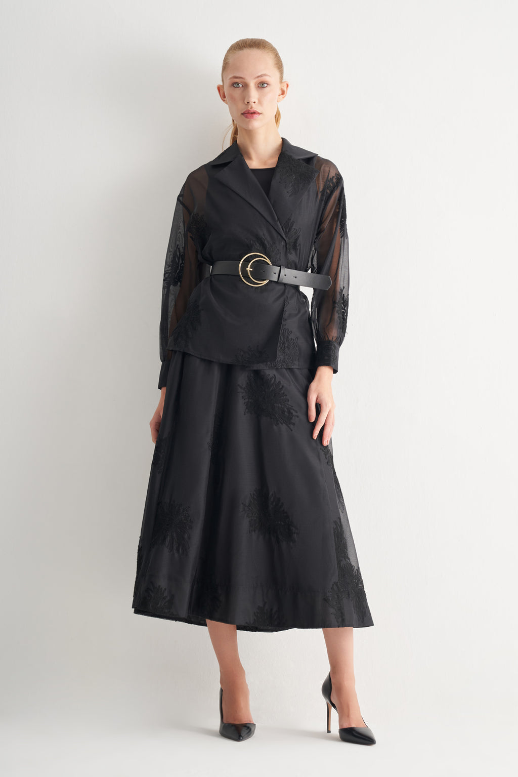 Utopian Transparan Desenli Midi Etek