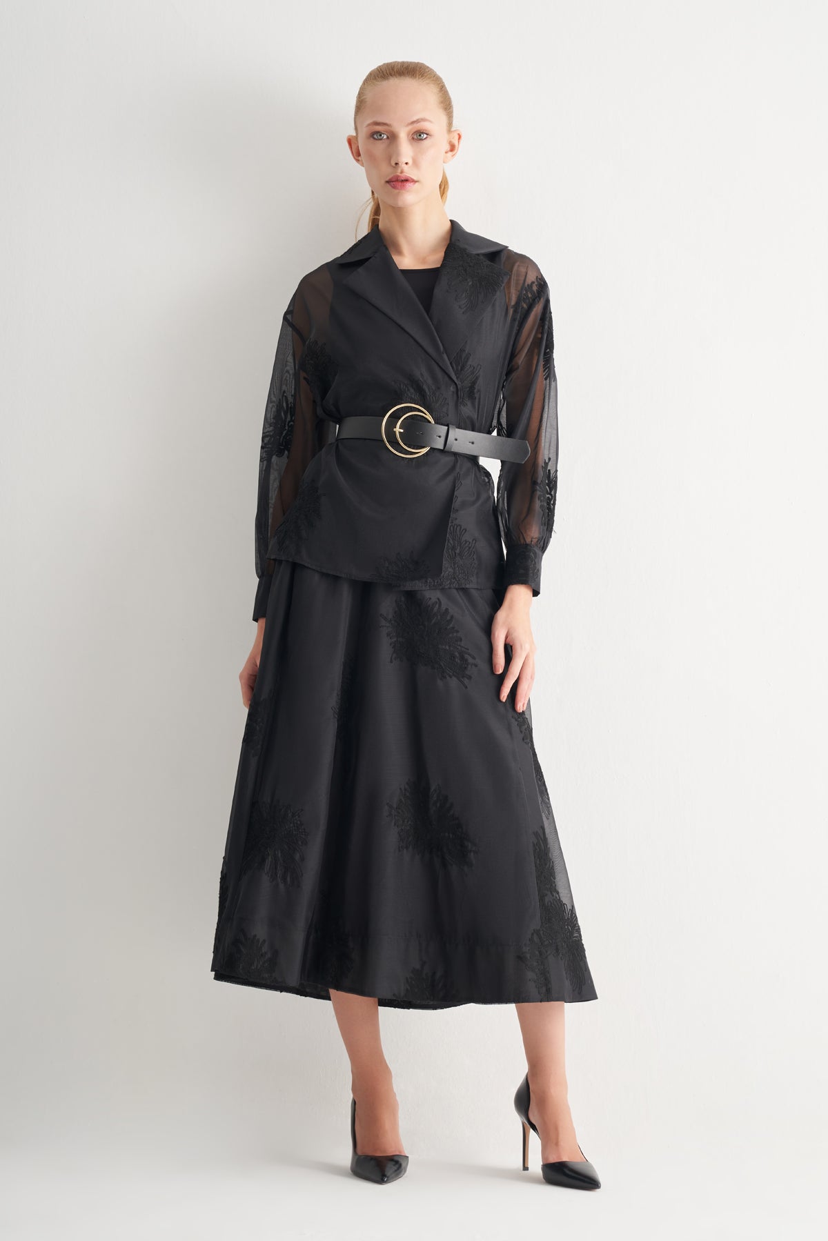 Utopian Transparan Desenli Midi Etek