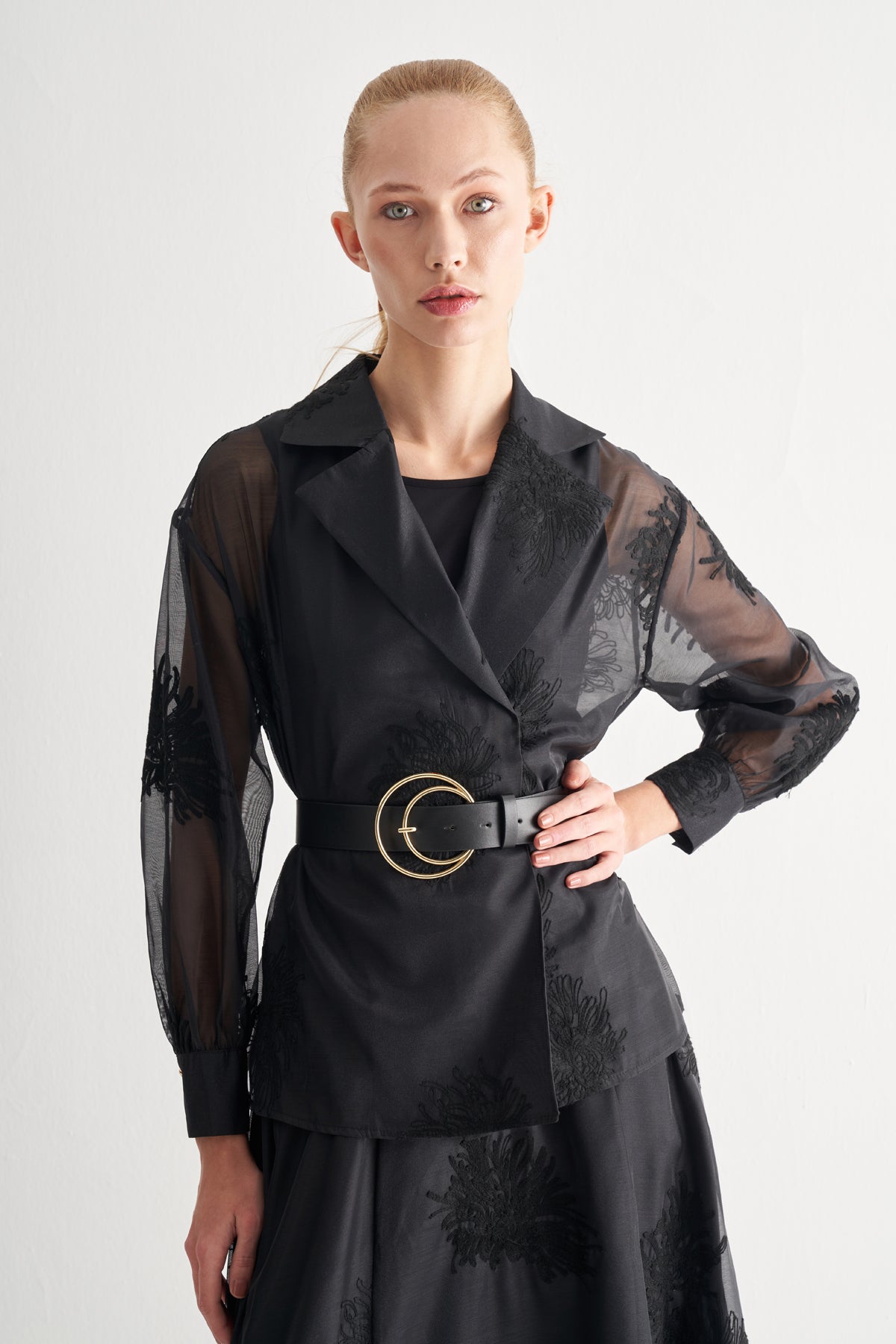 Utopian Transparan Desenli Midi Etek