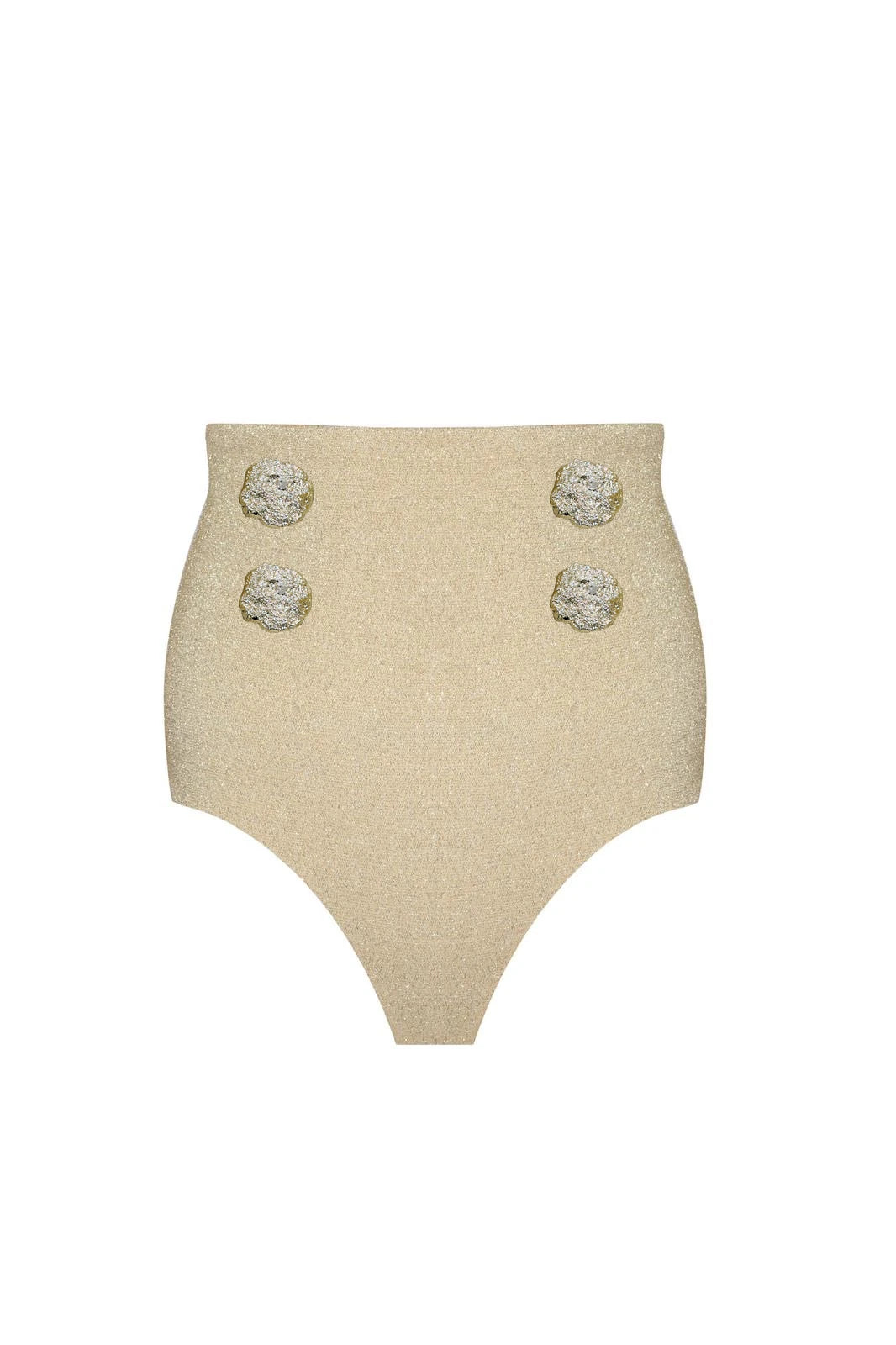 Gaia n Uranos Gold Düğmeli Işıltılı Yüksek Bel Gold Bikini Altı