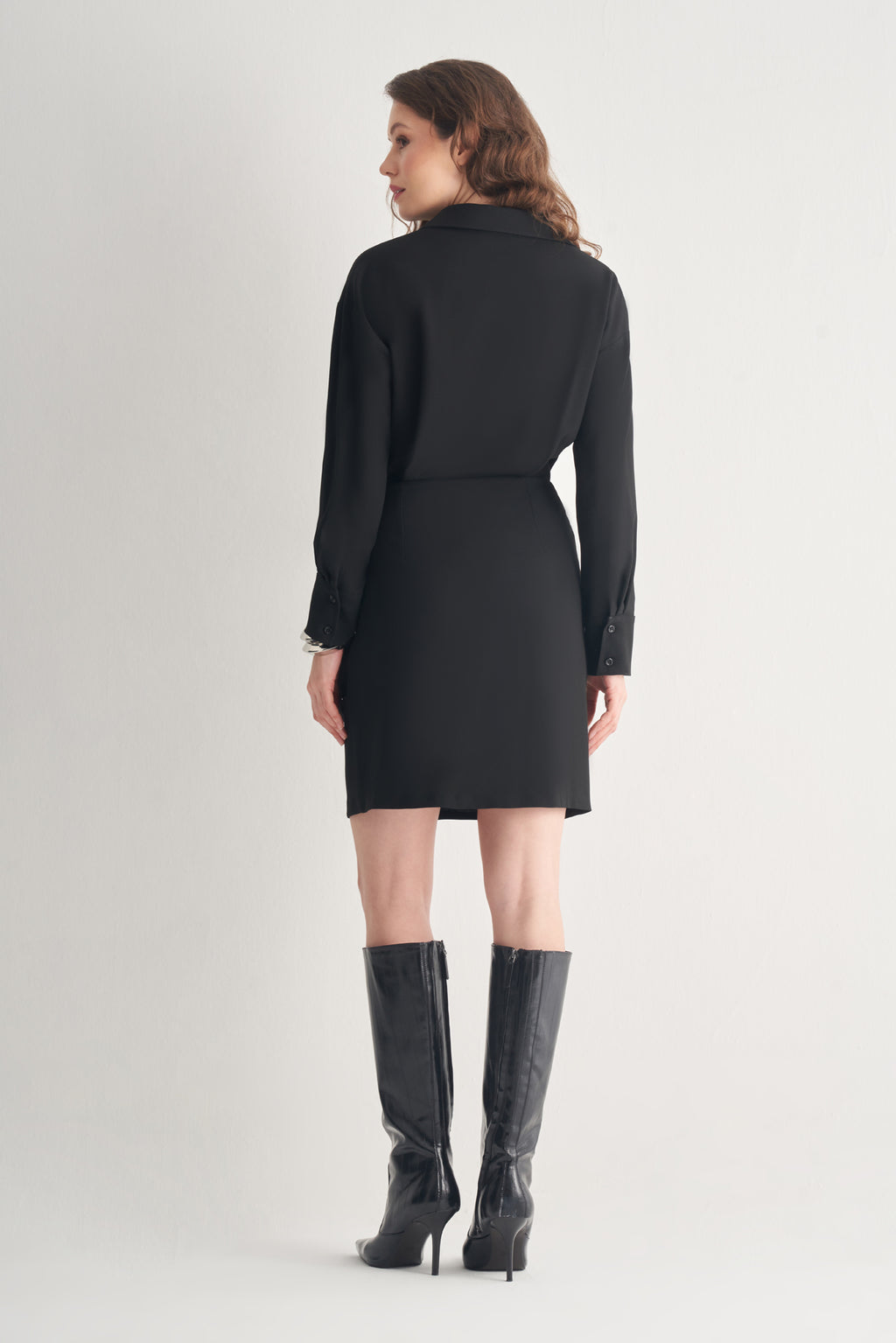 Utopian Gömlek Yaka Yan Drapeli Fit Mini Elbise