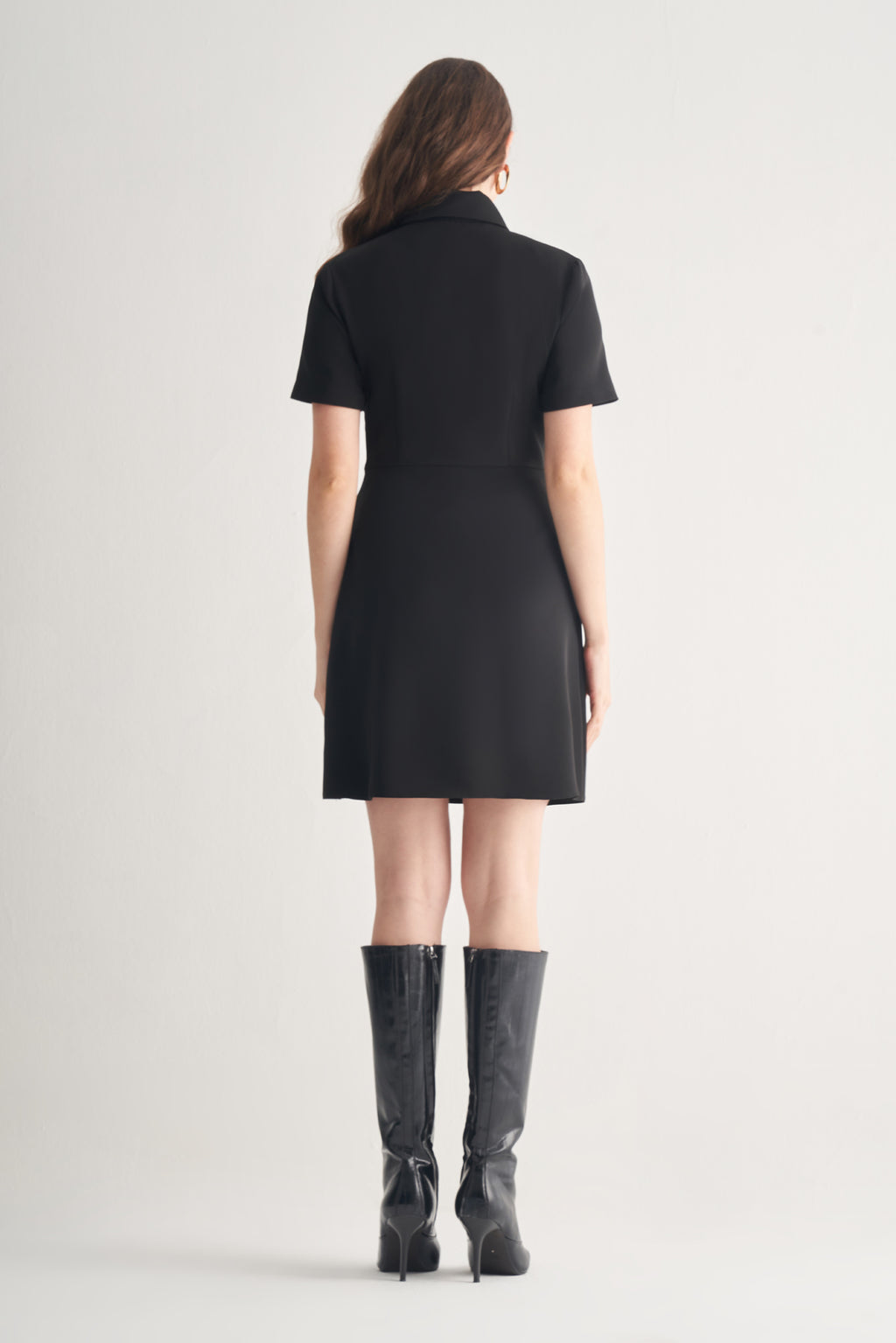 Utopian Gold Düğmeli Gömlek Yaka Mini Elbise