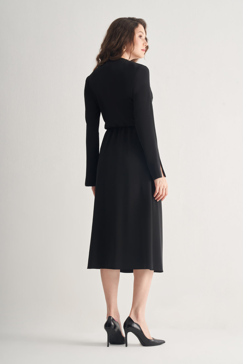 Utopian Kruvaze Yaka Tokalı Wrap Midi Elbise