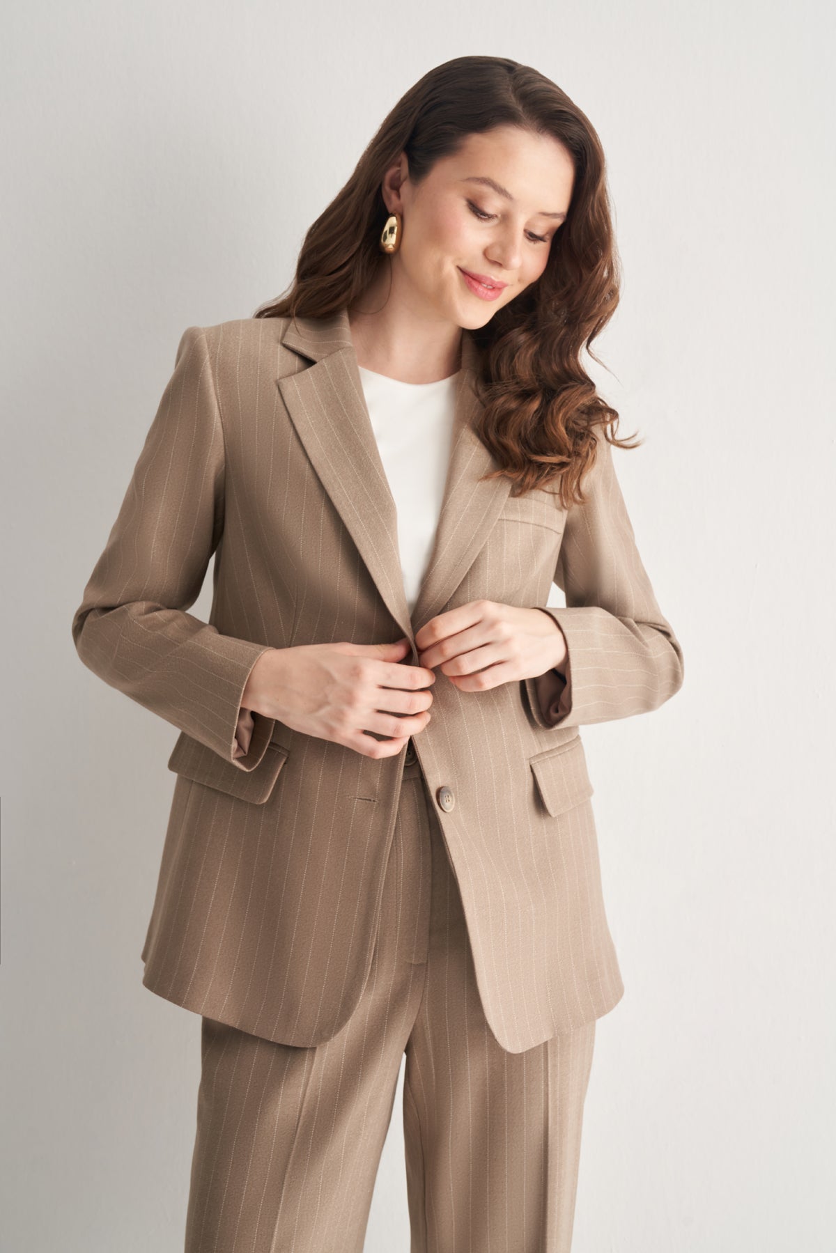 Utopian Çizgili Klasik Kesim Ceket