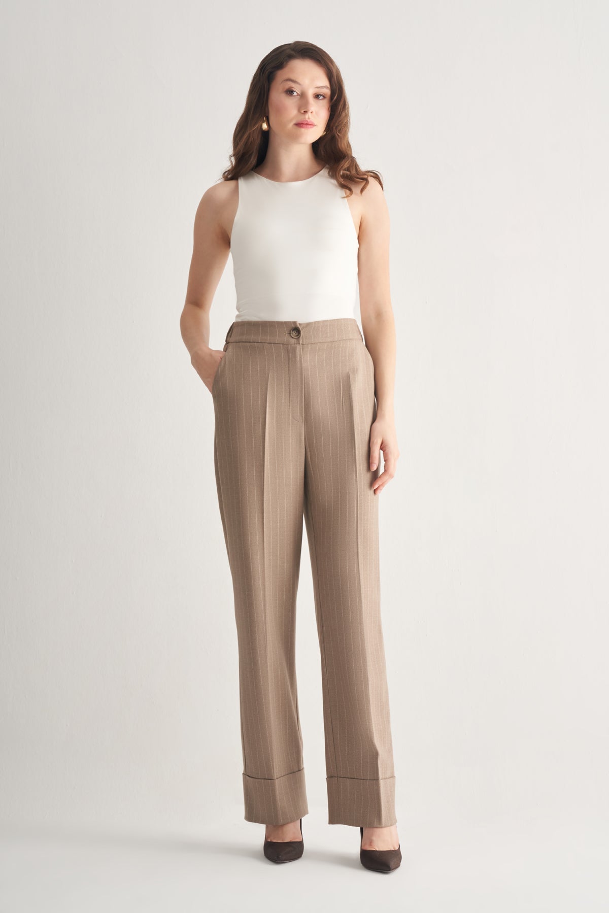 Utopian Çizgili Klasik Kesim Pantolon