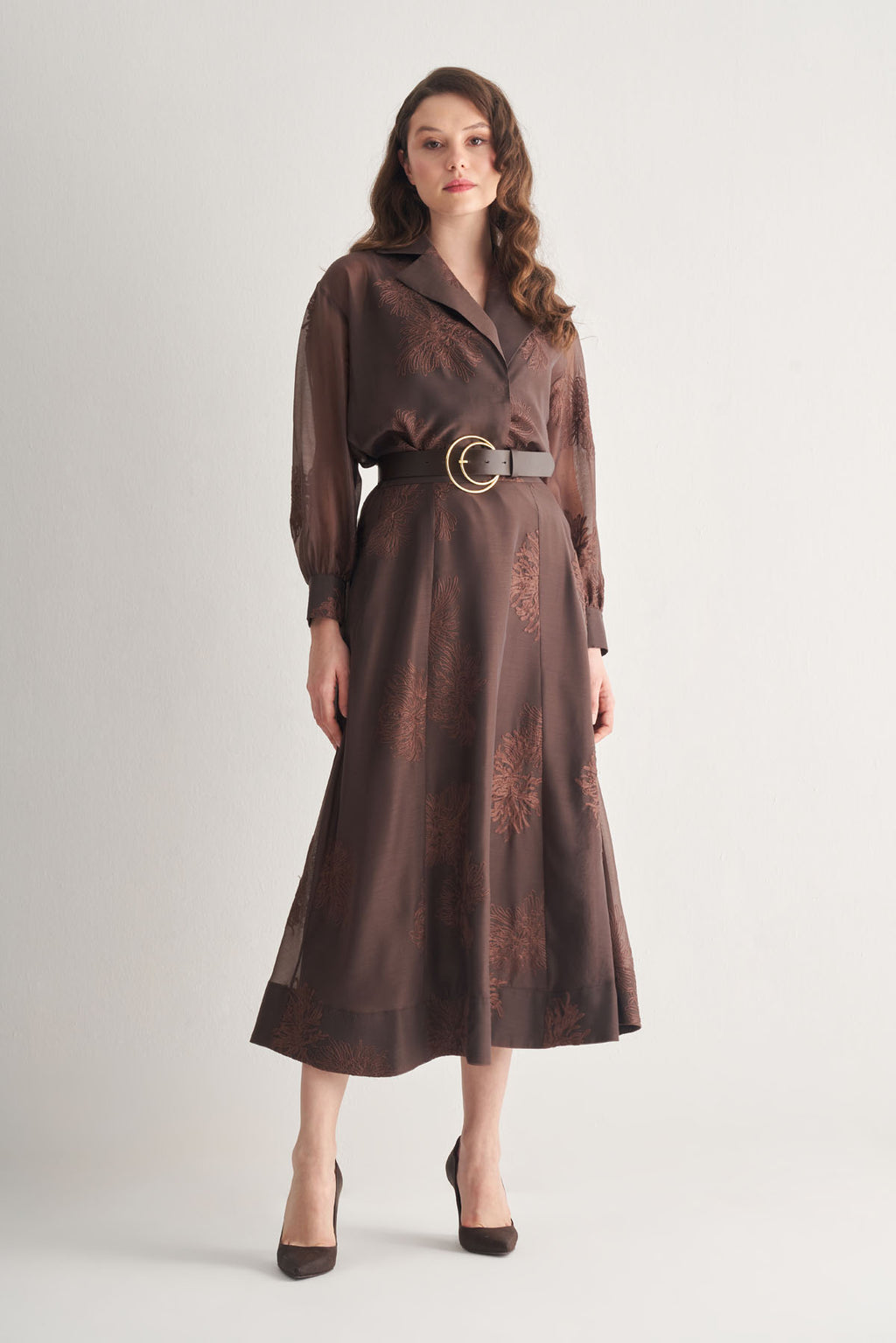 Utopian Transparan Desenli Midi Etek