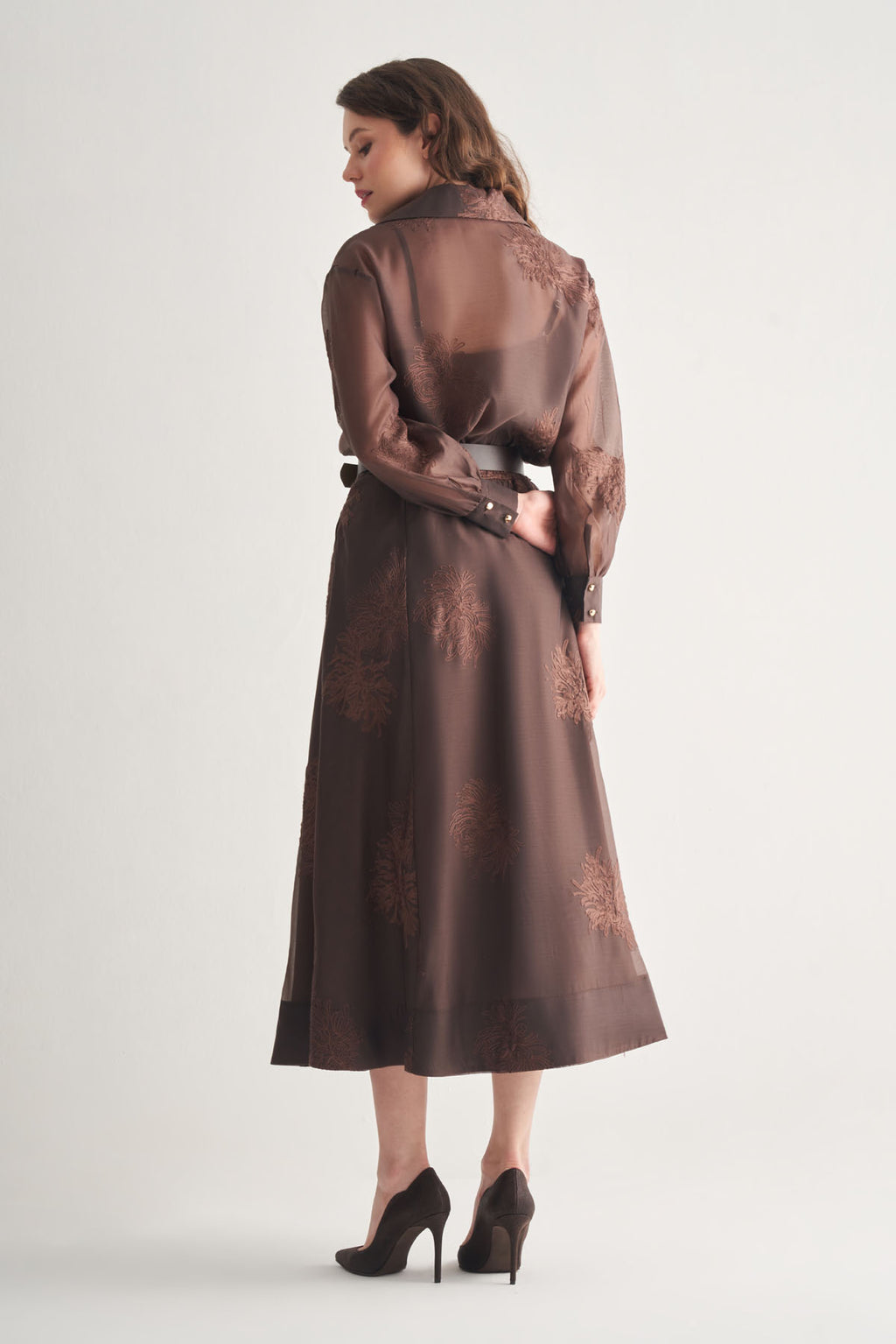 Utopian Transparan Desenli Midi Etek