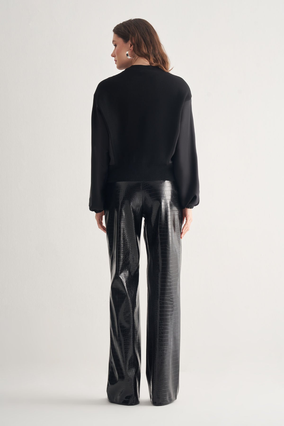 Utopian Crocodile Baskılı Suni Deri Pantolon