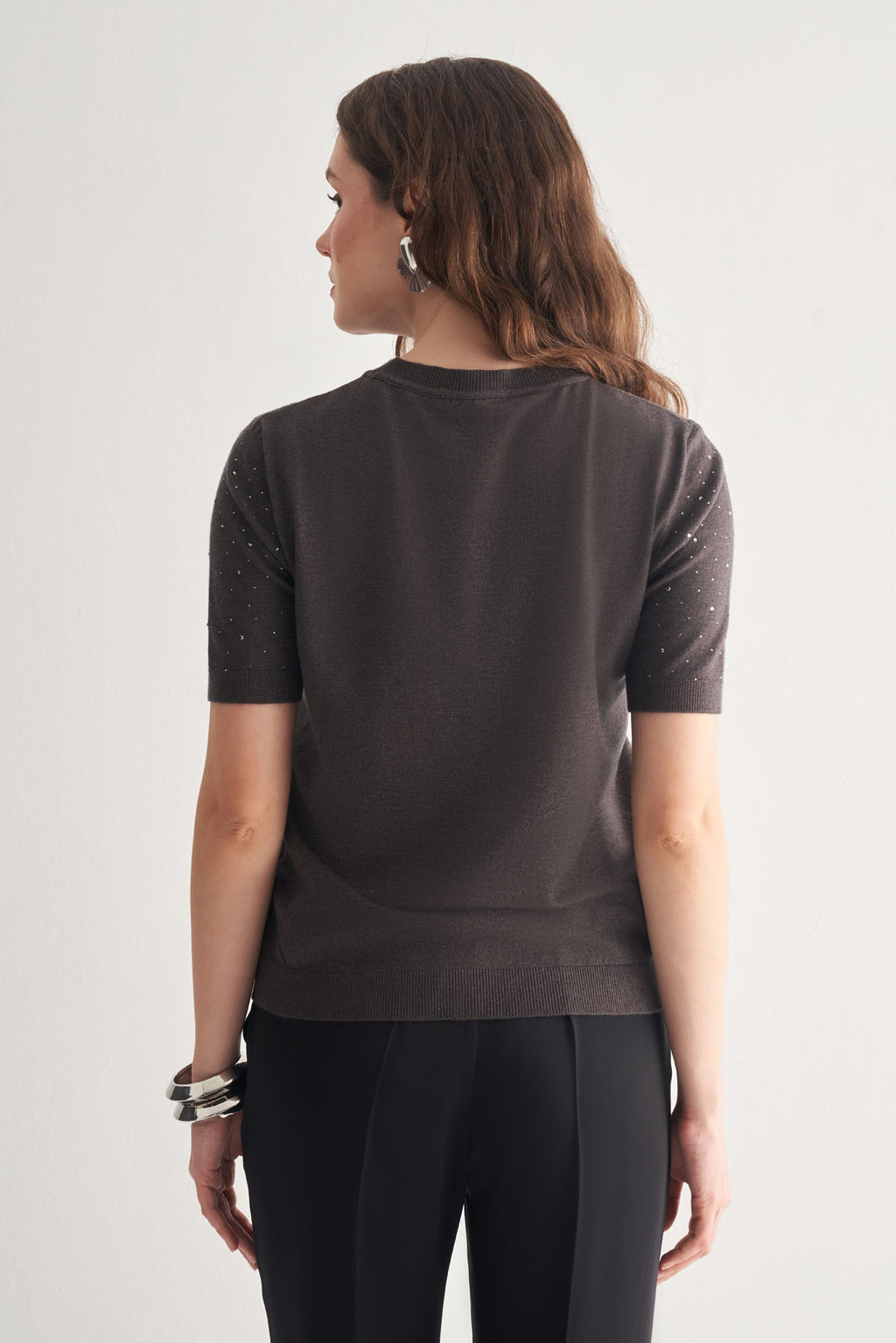 Utopian Taş İşlemeli Kısa Kol Triko