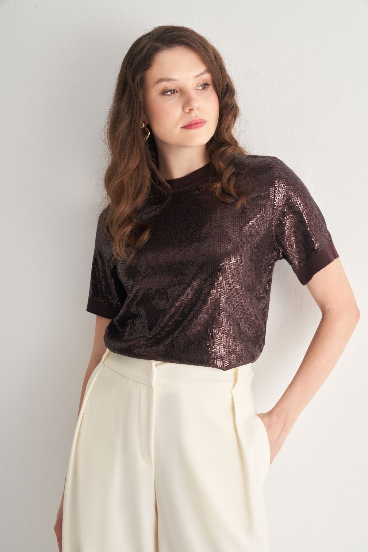 Utopian Payetli Kısa Kol Triko