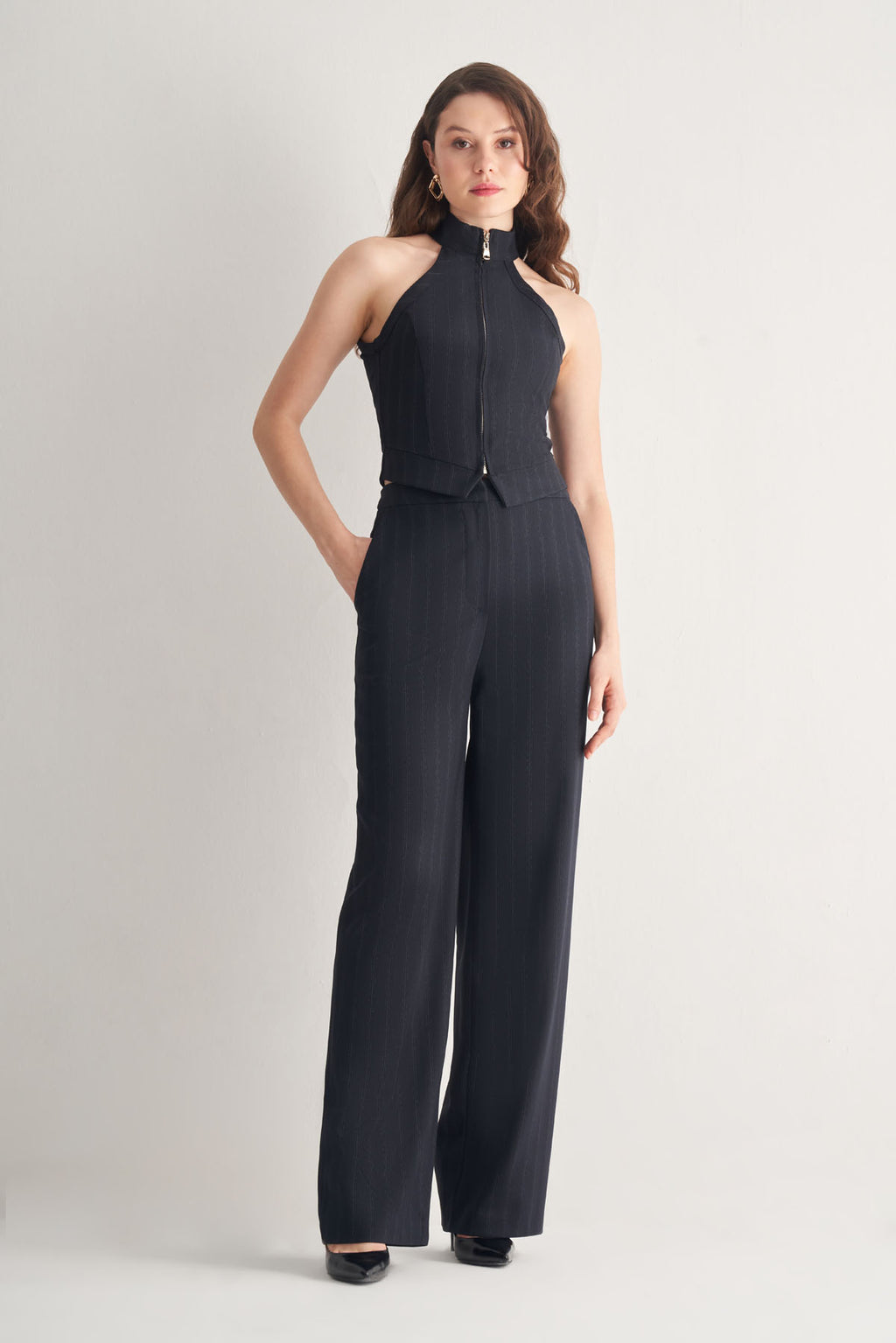 Utopian Dikiş Detaylı Geniş Paça Pantolon