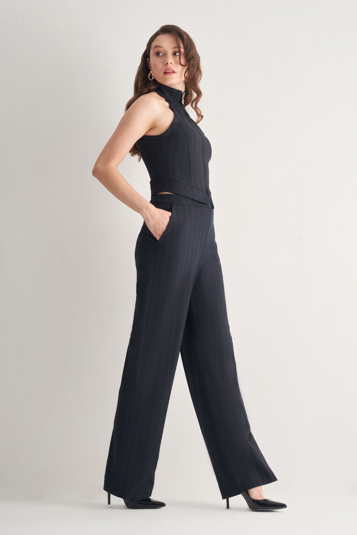 Utopian Dikiş Detaylı Geniş Paça Pantolon