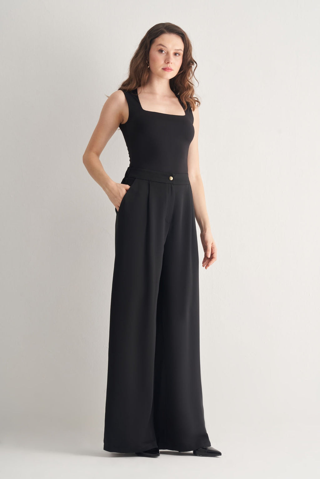 Utopian Siyah Geniş Paça Pantolon