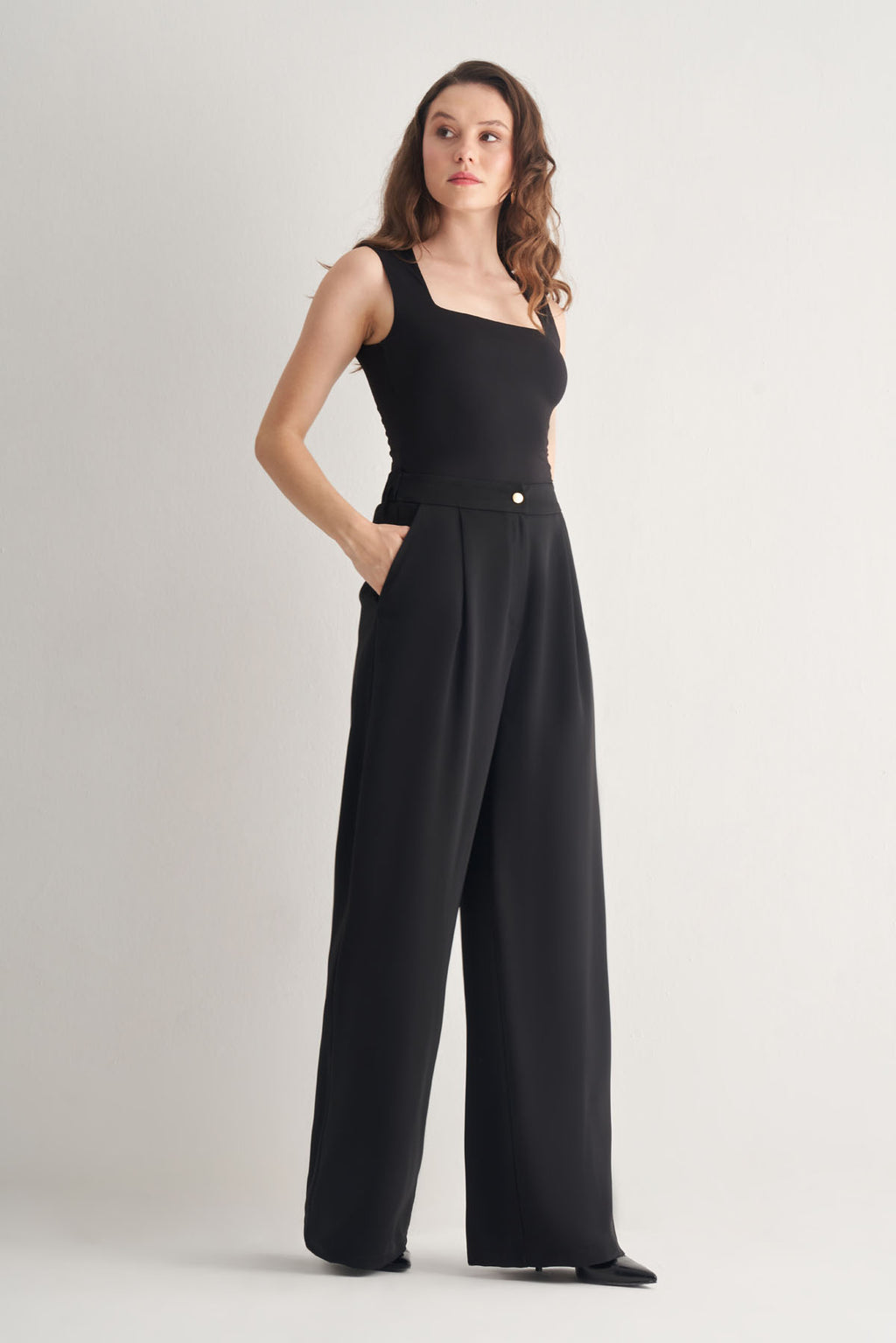 Utopian Siyah Geniş Paça Pantolon