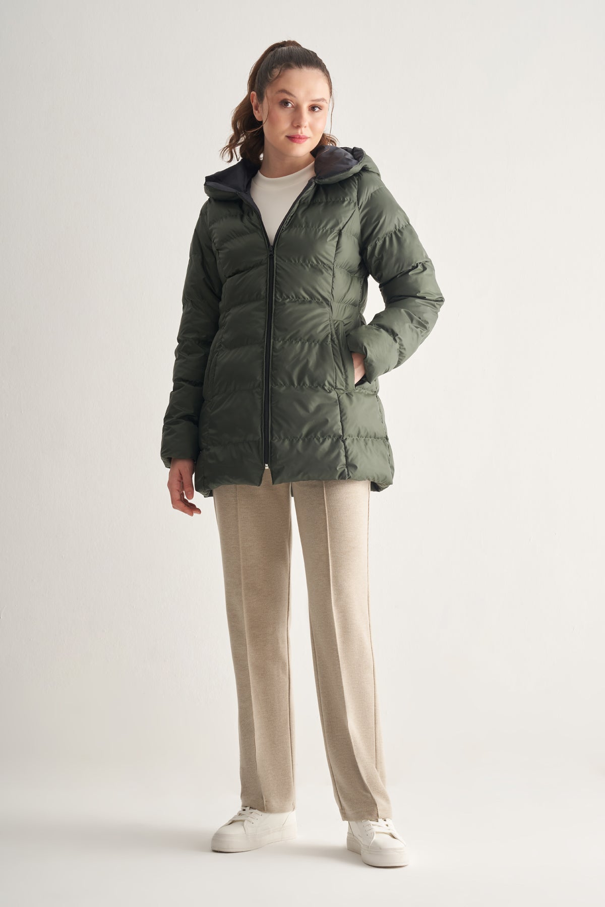 Utopian Kapüşonlu Uzun Puff Mont