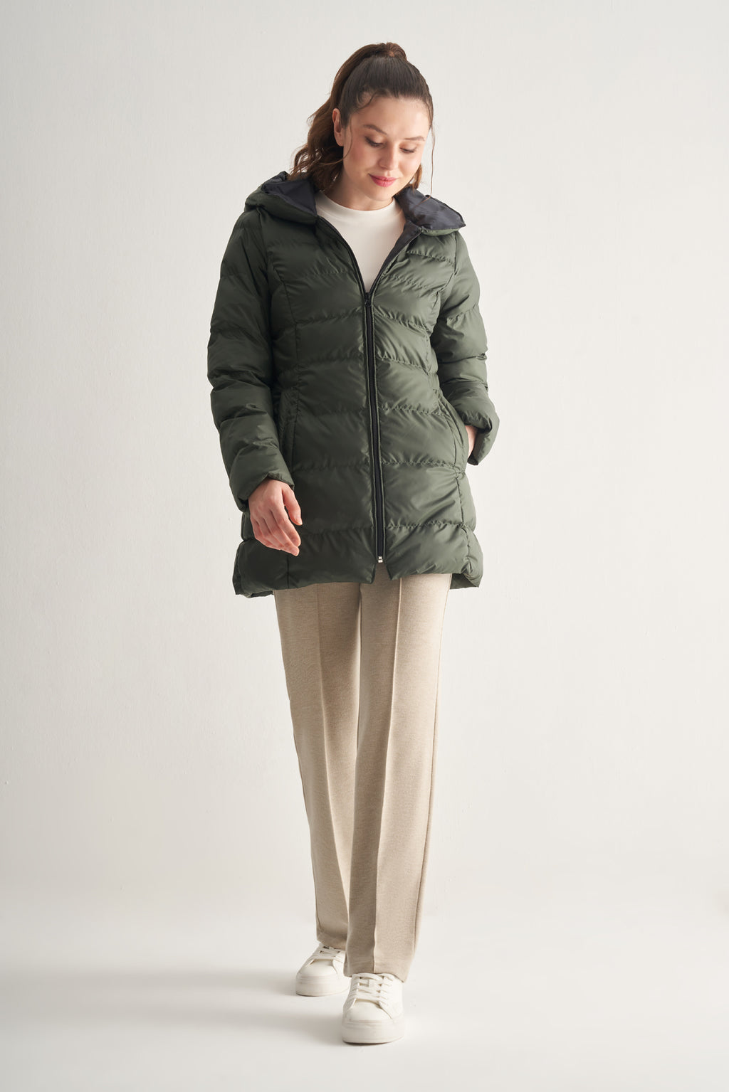 Utopian Kapüşonlu Uzun Puff Mont