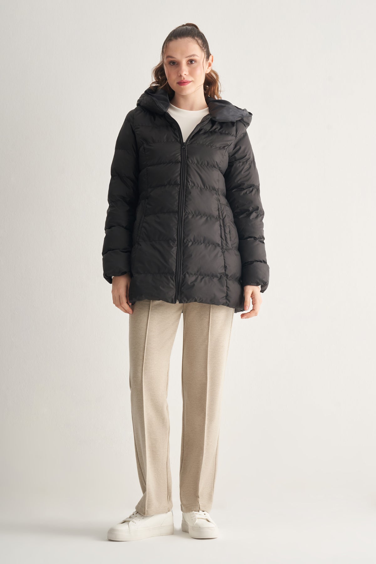 Utopian Kapüşonlu Uzun Puff Mont