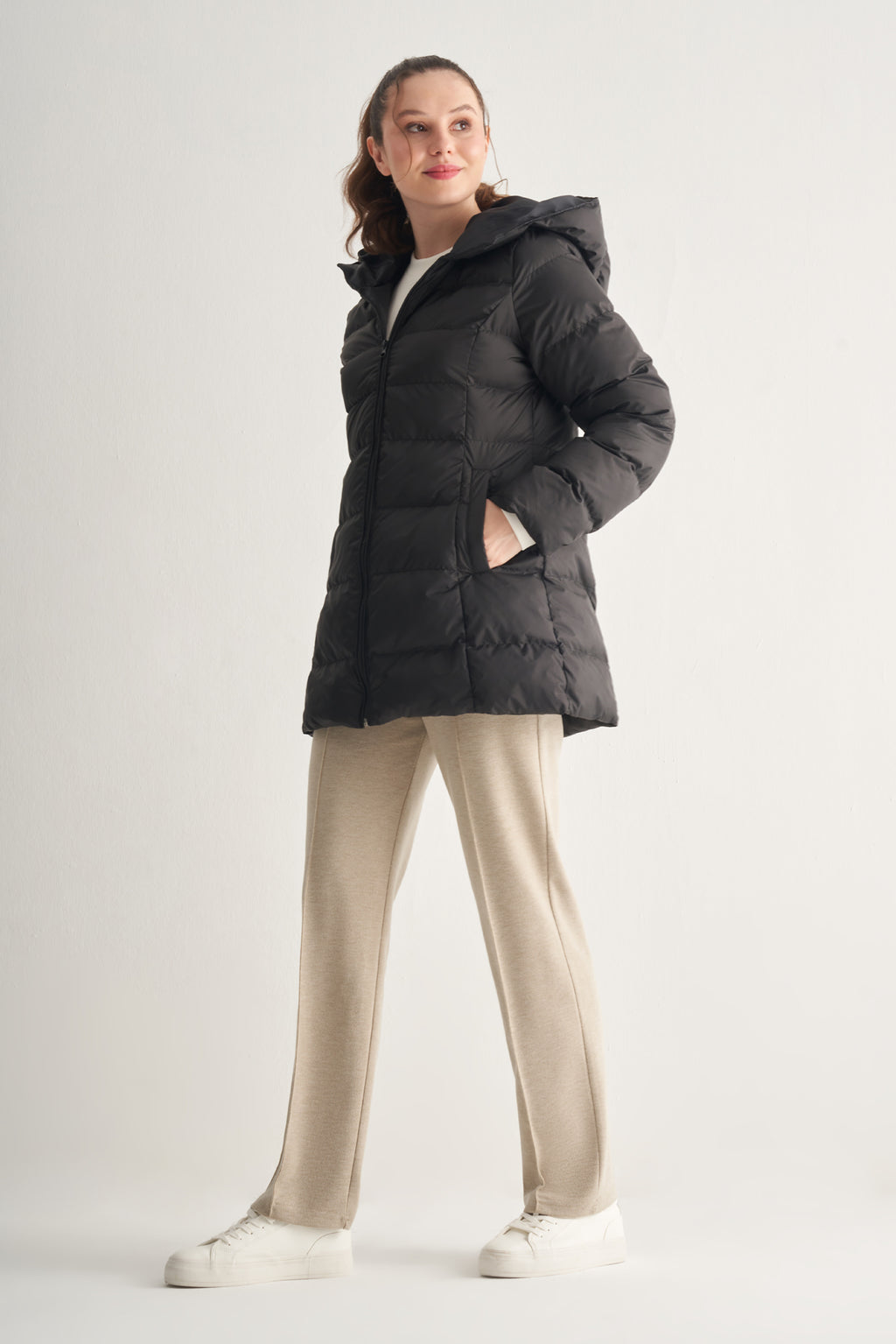 Utopian Kapüşonlu Uzun Puff Mont