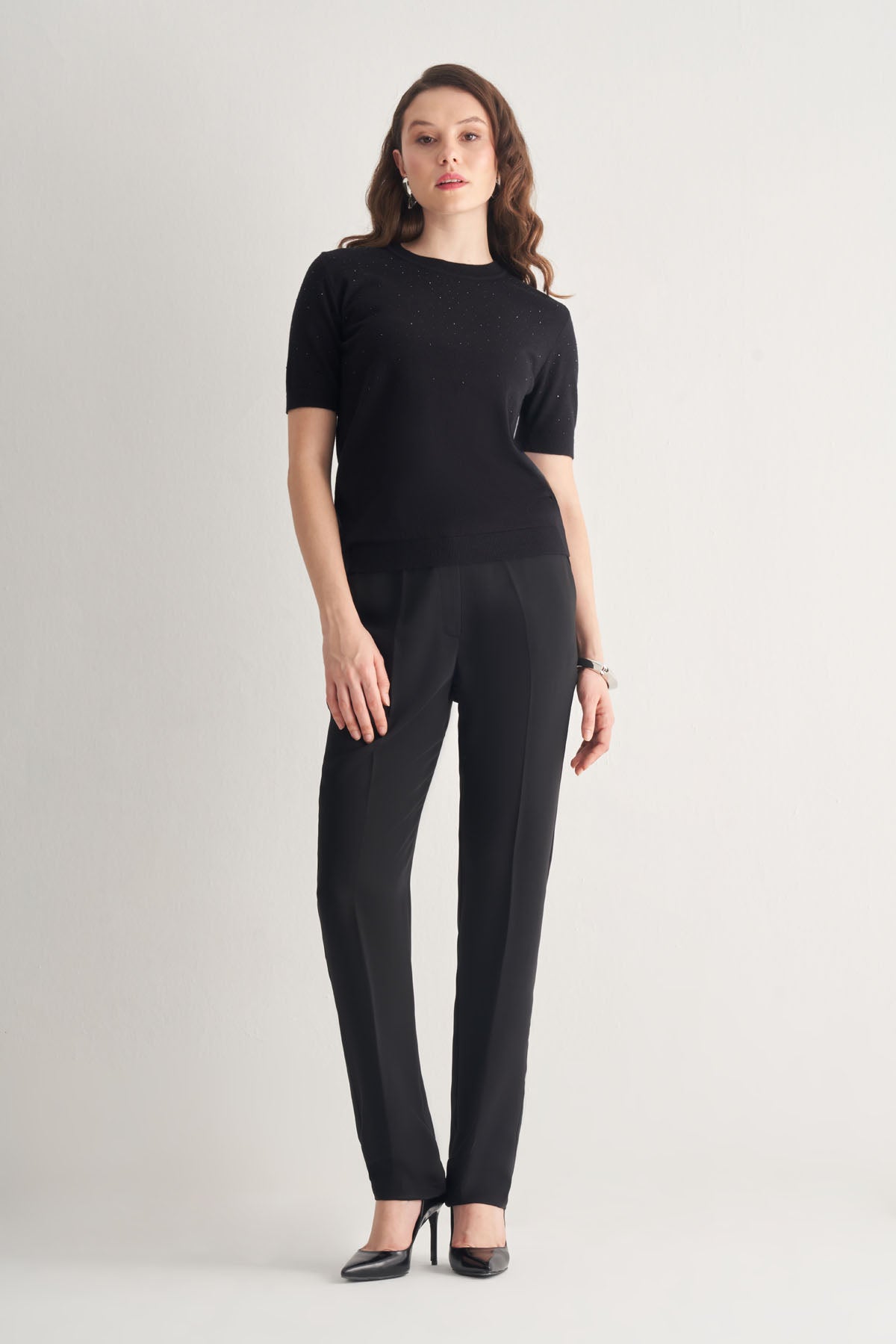 Utopian Taş İşlemeli Kısa Kol Triko