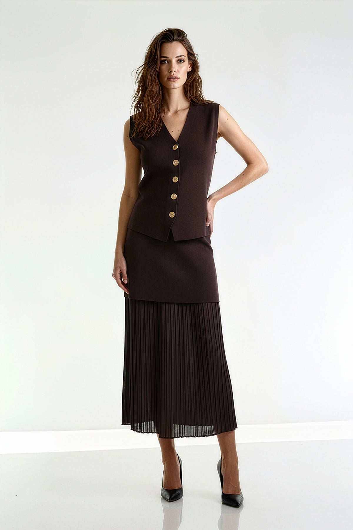 Utopian Şifon Astarlı Triko Mini Etek