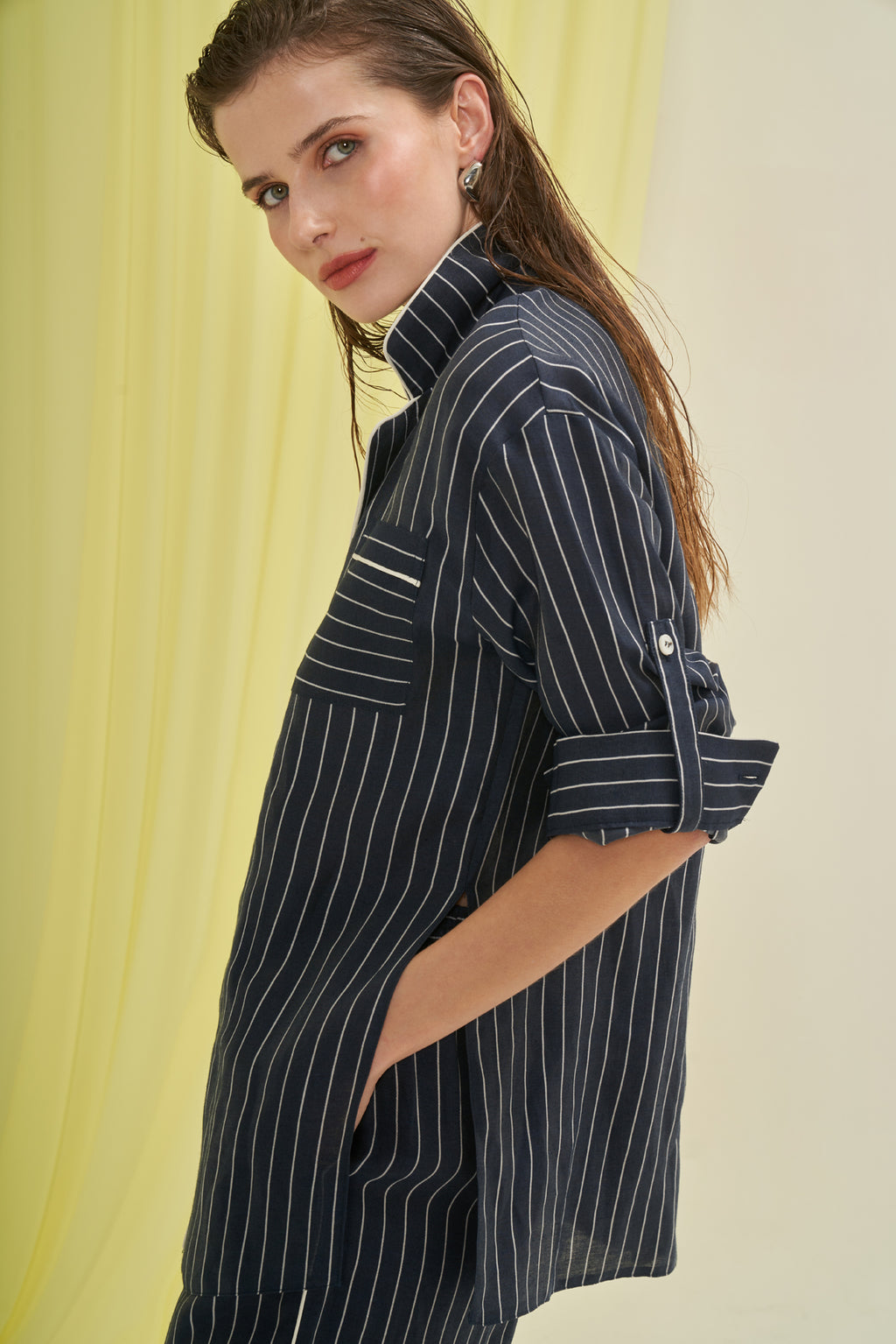 Utopian Çizgili Oversize Ceket