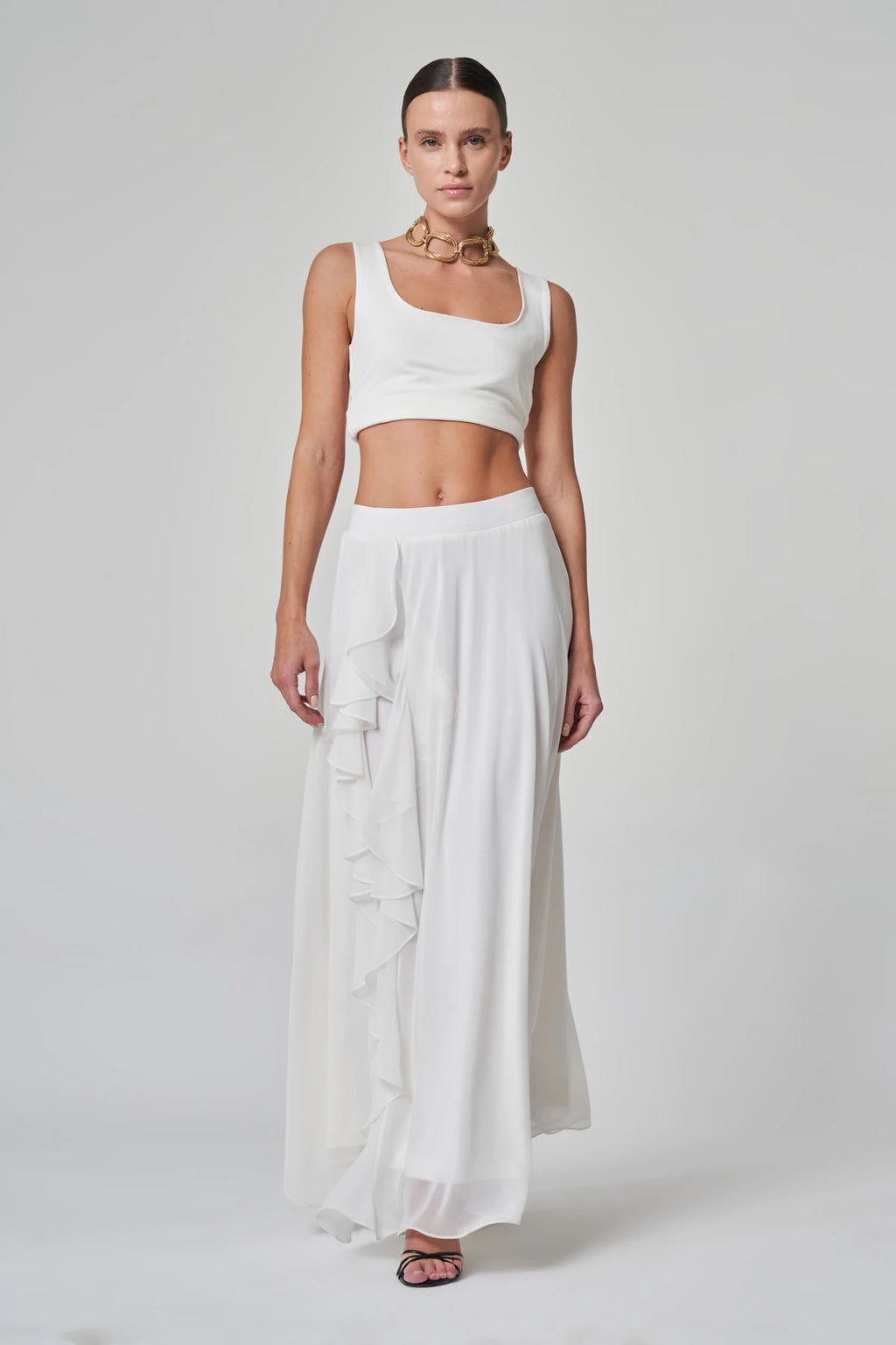 Utopian Ruffle Chiffon Maxi Skirt