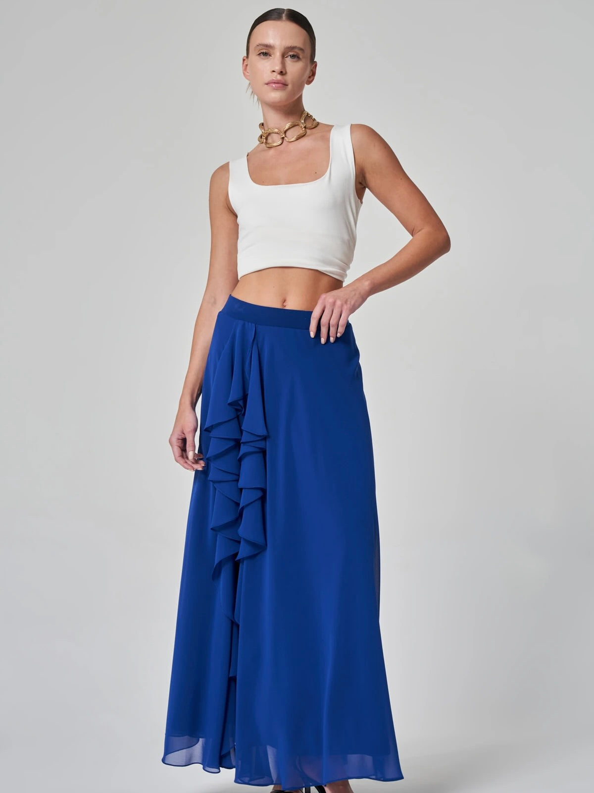 Utopian Ruffle Chiffon Maxi Skirt
