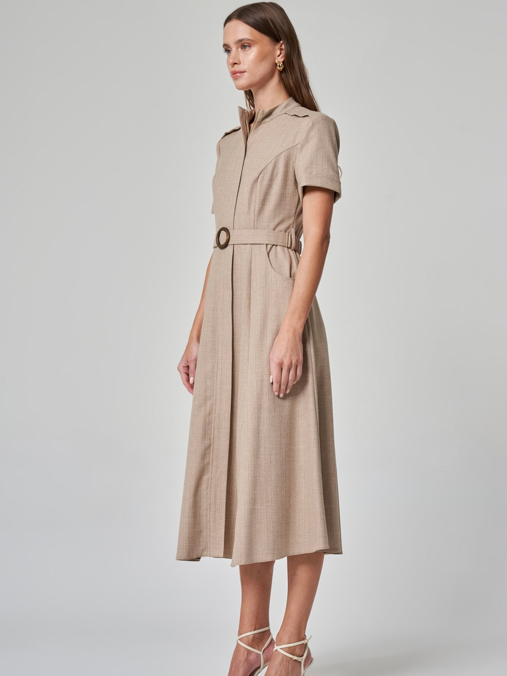 Dik Yaka Midi Elbise