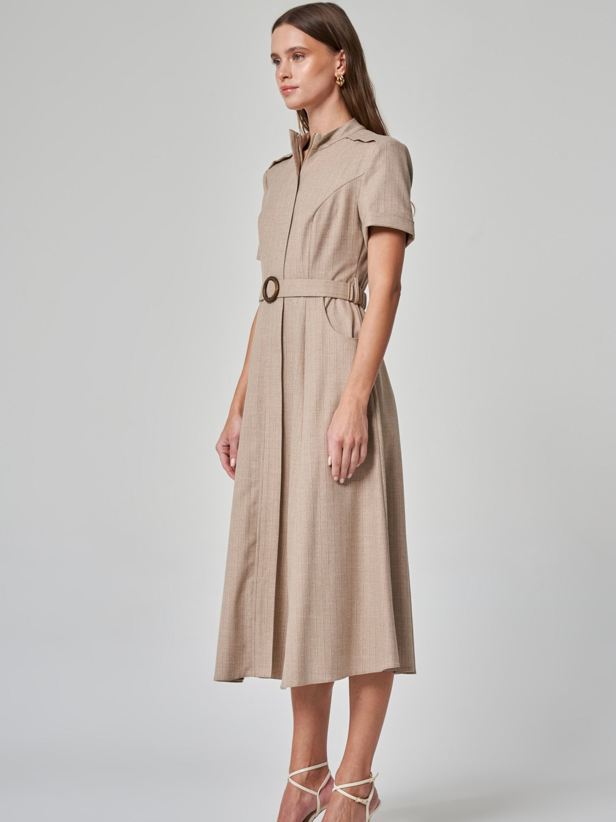 Dik Yaka Midi Elbise