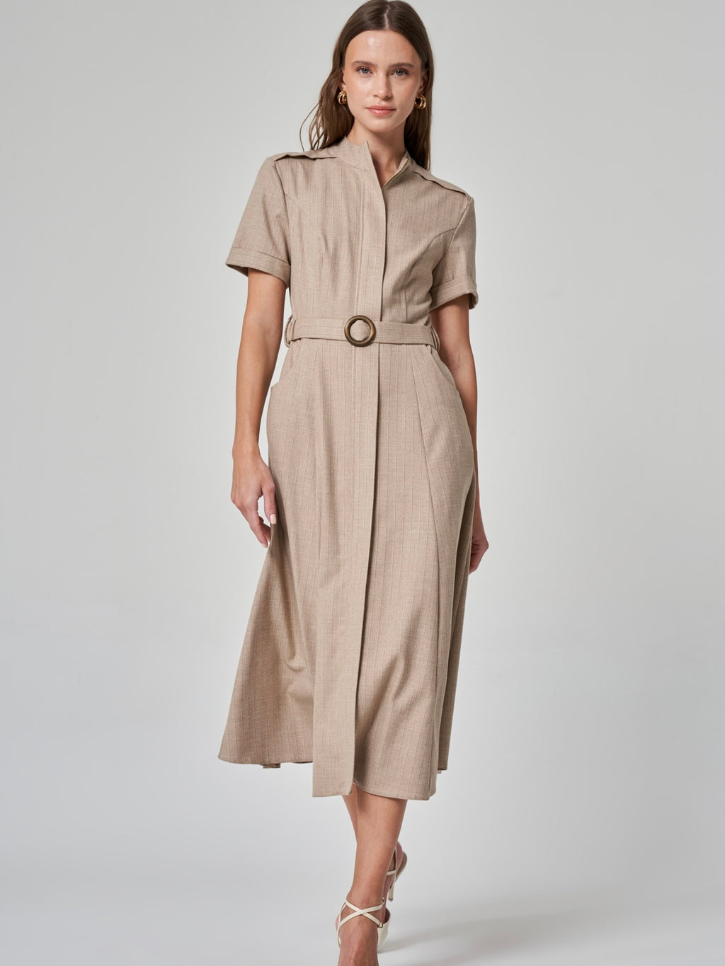 Dik Yaka Midi Elbise