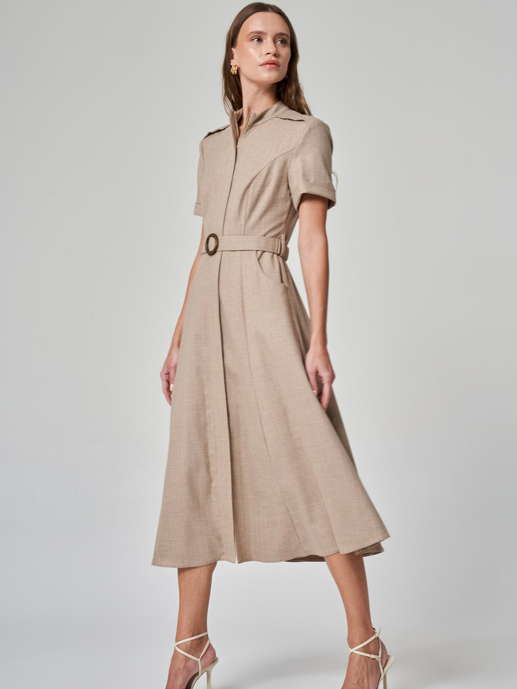 Dik Yaka Midi Elbise