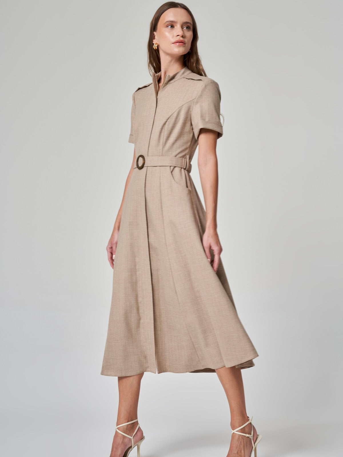 Dik Yaka Midi Elbise